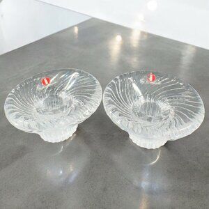 iittala Finland POPPA Candle Holders Set 2 Valto Kokko Clear Glass Votive VTG